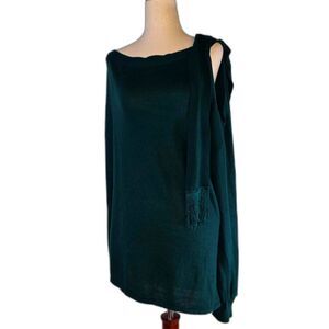 New York & Company Emerald Cold Shoulder Sweater With Removable Scarf Size XXL